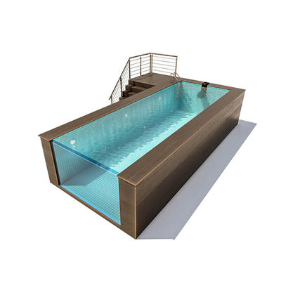 Luxus Pool über dem Boden Glasfaser Endlos Transparent mit Holz-Plastikplatte