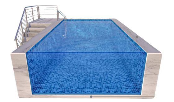 Schwimmbad mit klarem Poolfenster mit vorgefertigtem Stahlrahmen