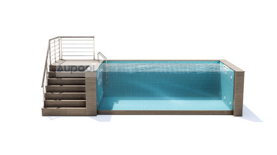 Maßgeschneiderte Edelstahl-Übergrund-Pool mit Kaffeefarben Holz-Plastikplatte