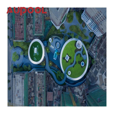 Gegossenes Acryl-Panel Zwei Ringe PVC Transparent Blau Großer Erwachsenen aufblasbarer Pool Außenbereich