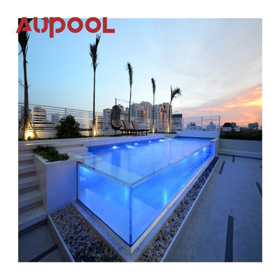 Gegossenes Acryl-Panel Zwei Ringe PVC Transparent Blau Großer Erwachsenen aufblasbarer Pool Außenbereich