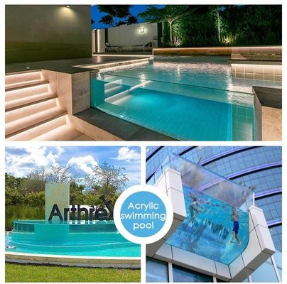 Hochlichtübertragung Villa Pool Modernes Design Außenbad Durchsichtigkeit 93%