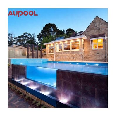Acryl-Schwimmbad AUPOOL Garten Hinterhof Endloses Langschwimmbad Spa mit Abdeckung und Heizung