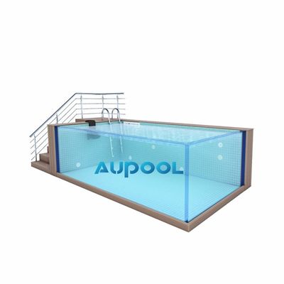 Moduläres, vorgefertigtes Familienzwimmbad im Hinterhof mit Glas über dem Boden