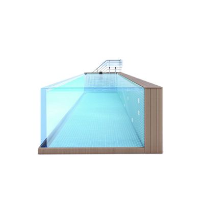 Moduläres, vorgefertigtes Familienzwimmbad im Hinterhof mit Glas über dem Boden