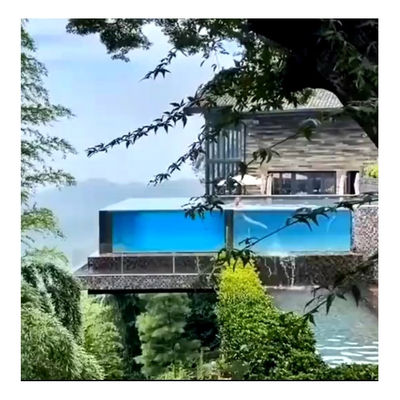 Individuell angefertigter moderner Acryl-Dach-Außenpool mit transparenter Wand